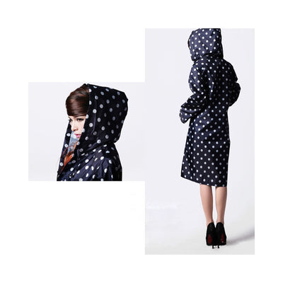 Polka Dots Lady Hooded Waterproof Raincoat